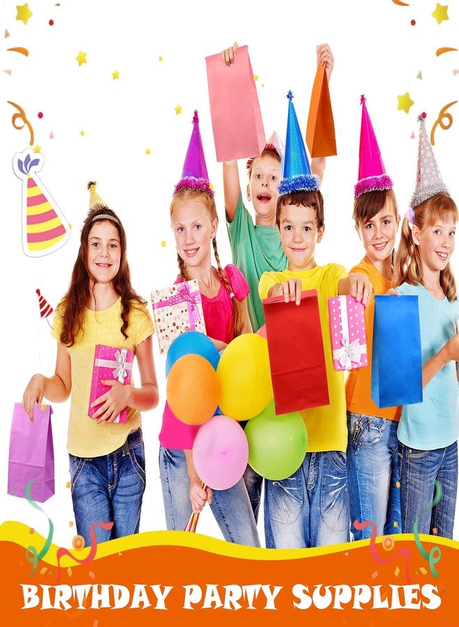 Clabby 100 Piece Colored Paper Bags Gift Party Favor Rainbow Small Size Treat Goody Lunch Paper Bags for Birthday Wedding Baby Shower Crafts, 8 Colors, 9.45 x 5.12 x 3.15 Inches(Bright Colors) - Image 4